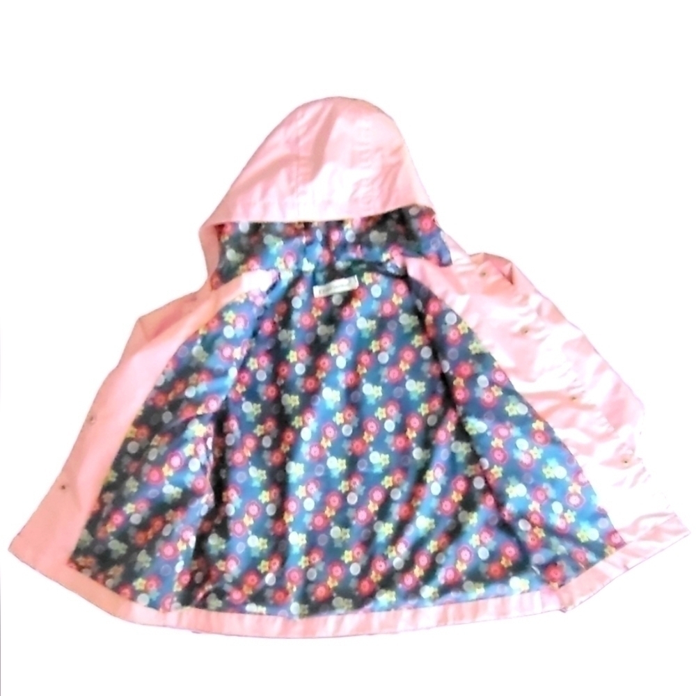 Raincoat Pink Floral-Lined Little Girl's Raincoat - Size 3T - Picture 2 of 2